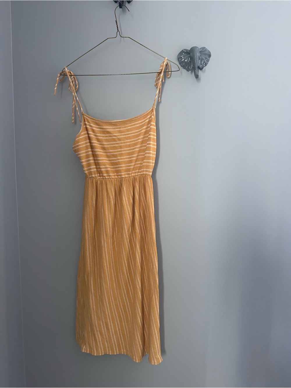 Yellow Striped Tie-Shoulder Summer Dress sundress summer